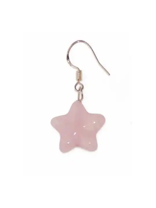Pendientes con estrella colgante de cuarzo rosa