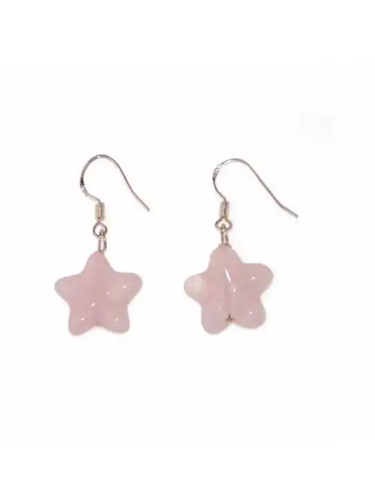 Pendientes estrella de cuarzo rosa