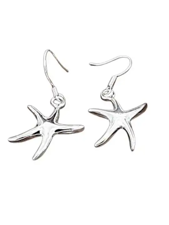 pendientes plateados estrella de mar