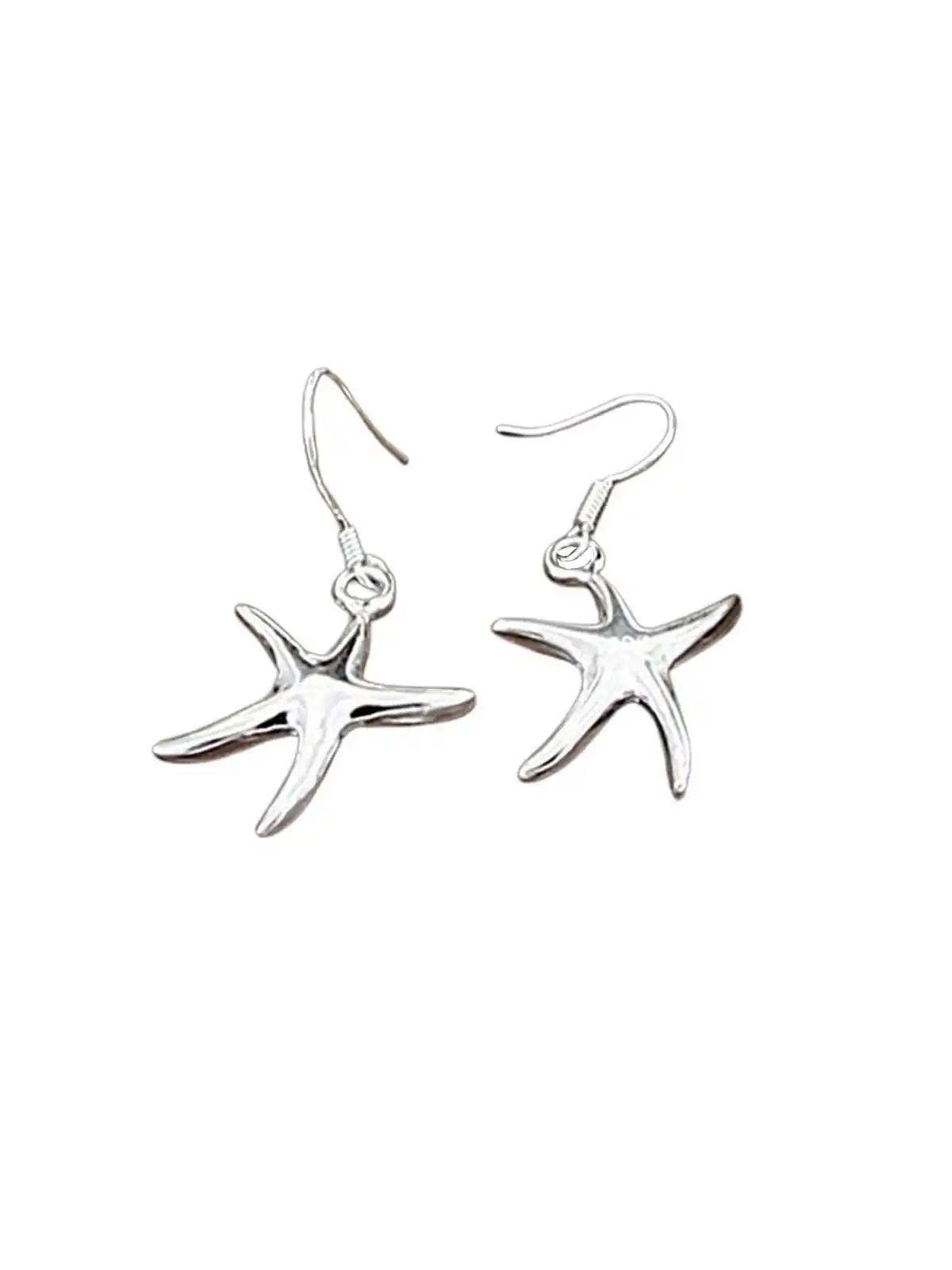 pendientes plateados estrella de mar