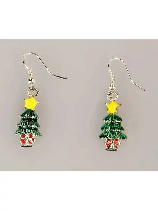 pendientes abeto de la navidad verde