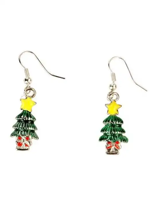 pendients abeto de la navidad verde con estrella