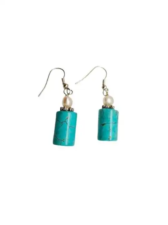 pendientes barrilete de howlita turquesa