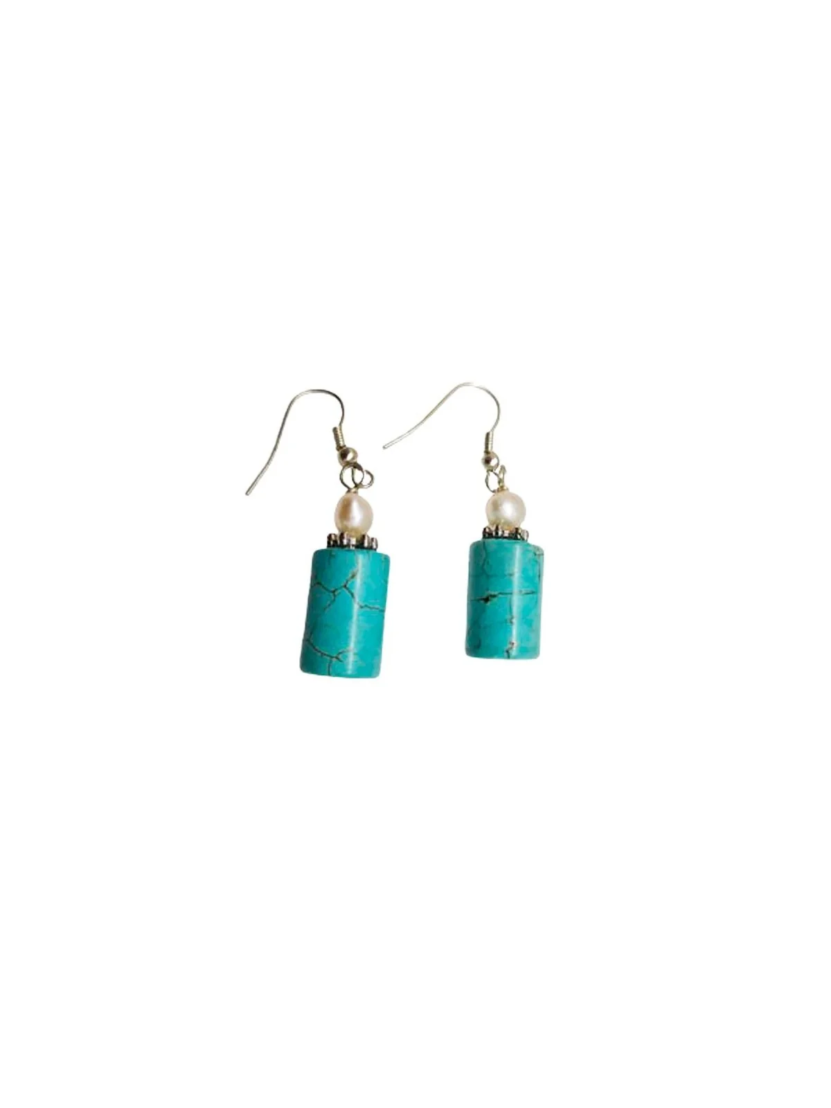 pendientes barrilete de howlita turquesa