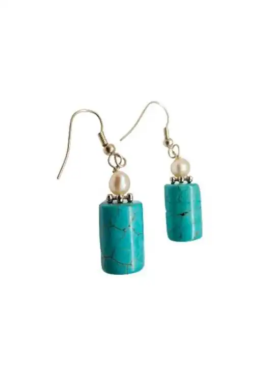 pendientes de howlita color turques