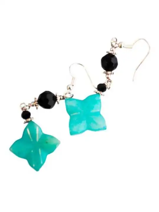 pendientes con estrella de jade azul 