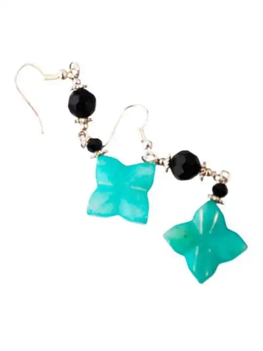 pendientes estrellas de jade azul