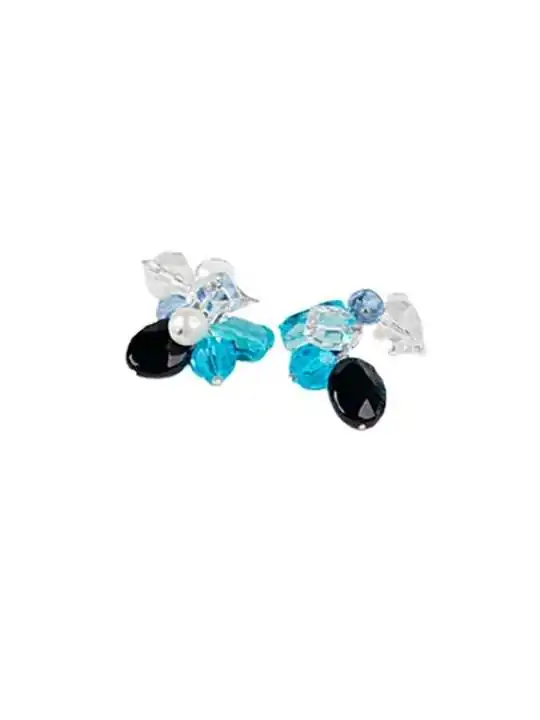 Pendientes de cristales azules y negros