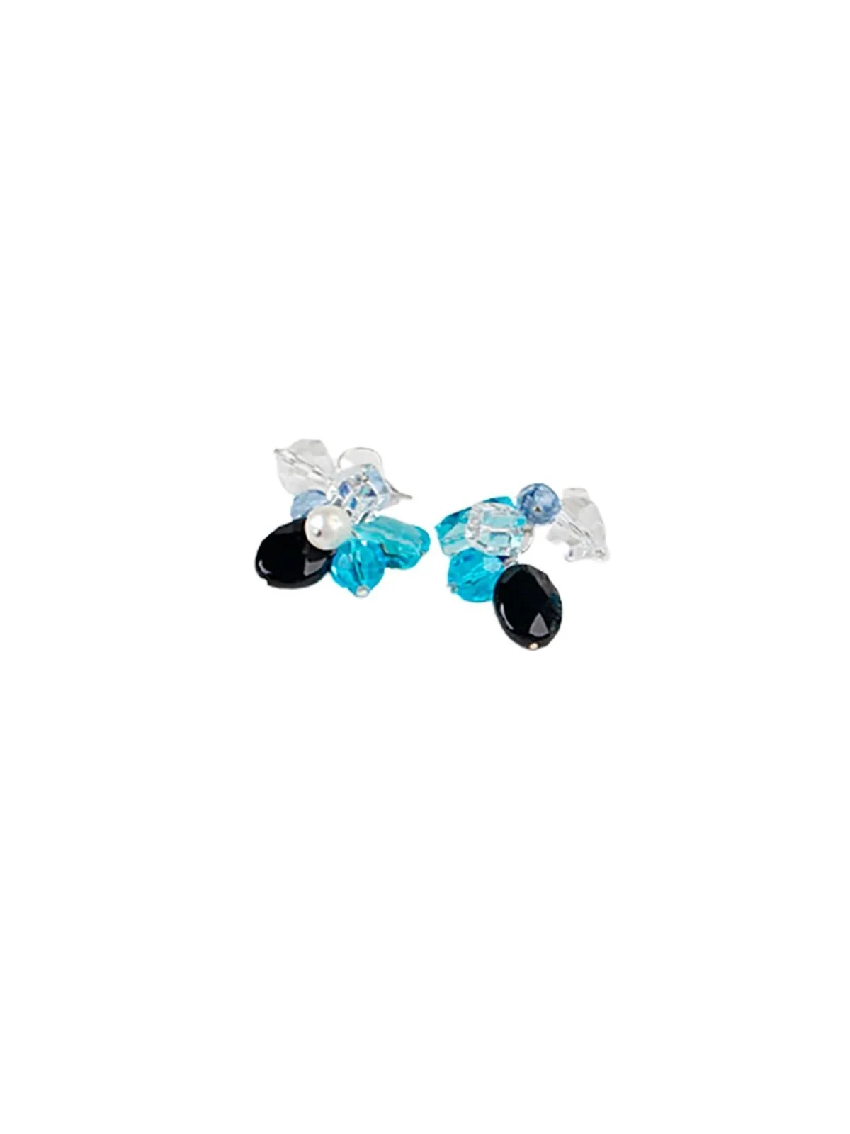 Pendientes de cristales azules y negros