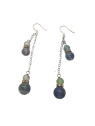 pendientes dos cadenas largos de aventurina verde