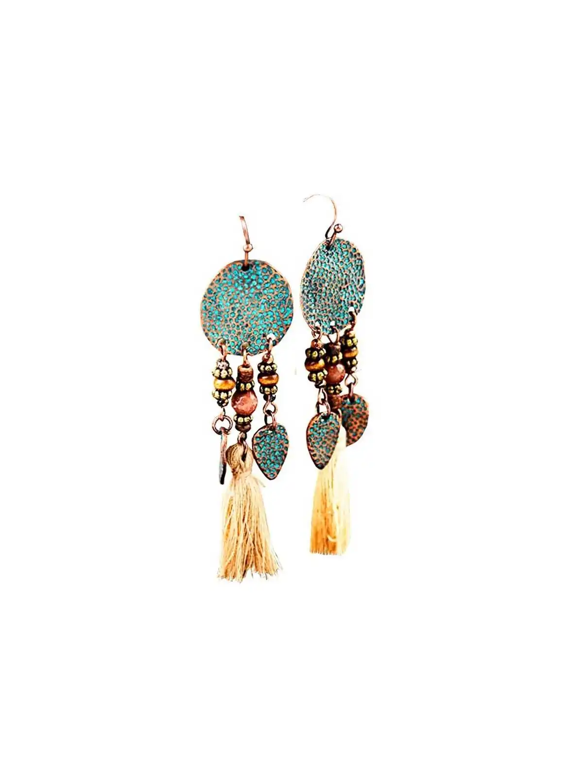 Pendientes largos de rafia natural