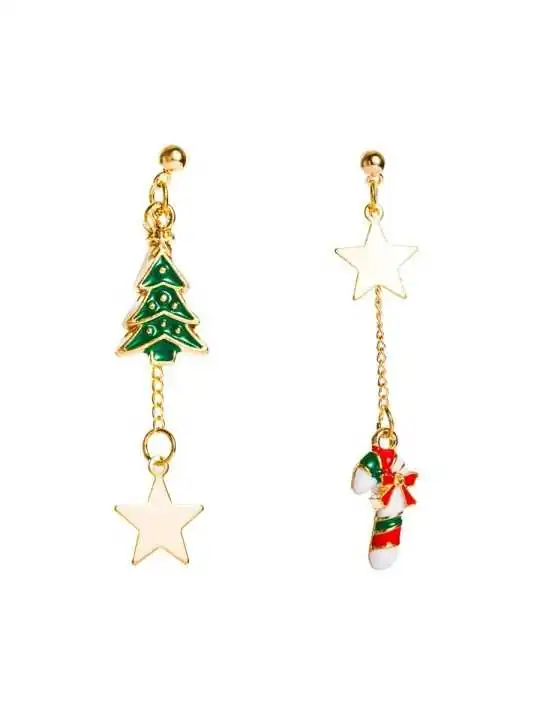 Pendientes largos de la Navidad con estrella