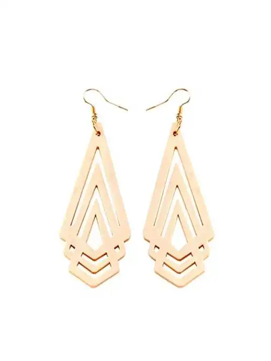 Pendientes madera geométricos color blanco