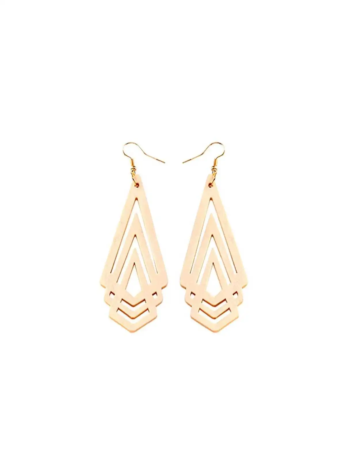 Pendientes madera geométricos color blanco