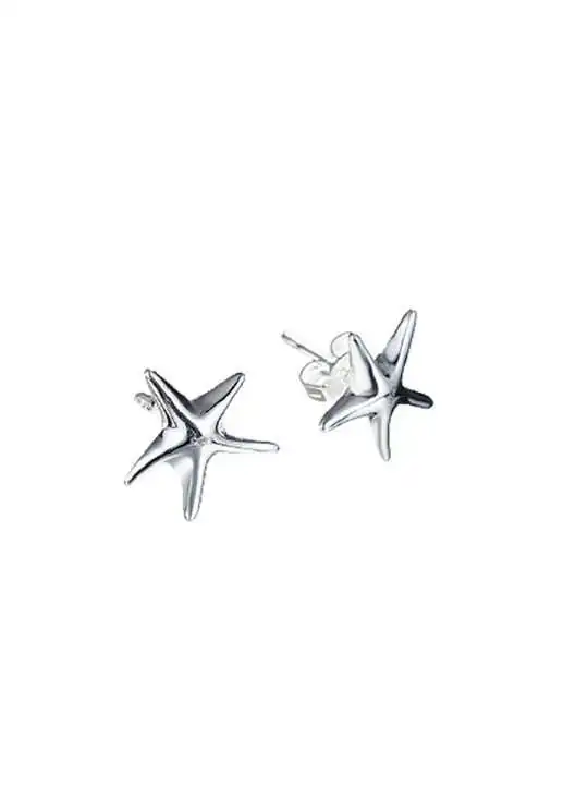 pendientes miniestrella boton plateada