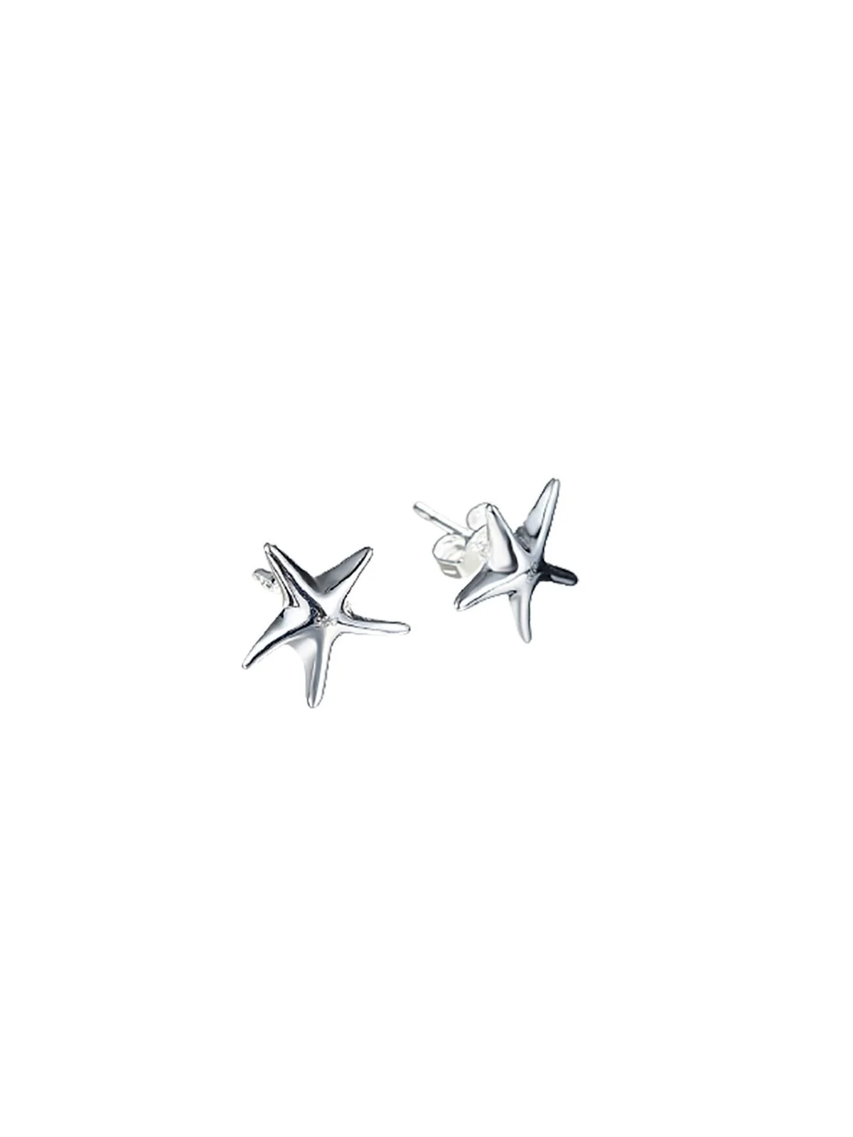 pendientes miniestrella boton plateada