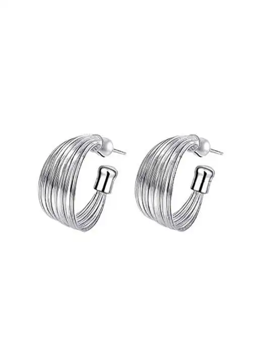 Pendientes multihilo plateado