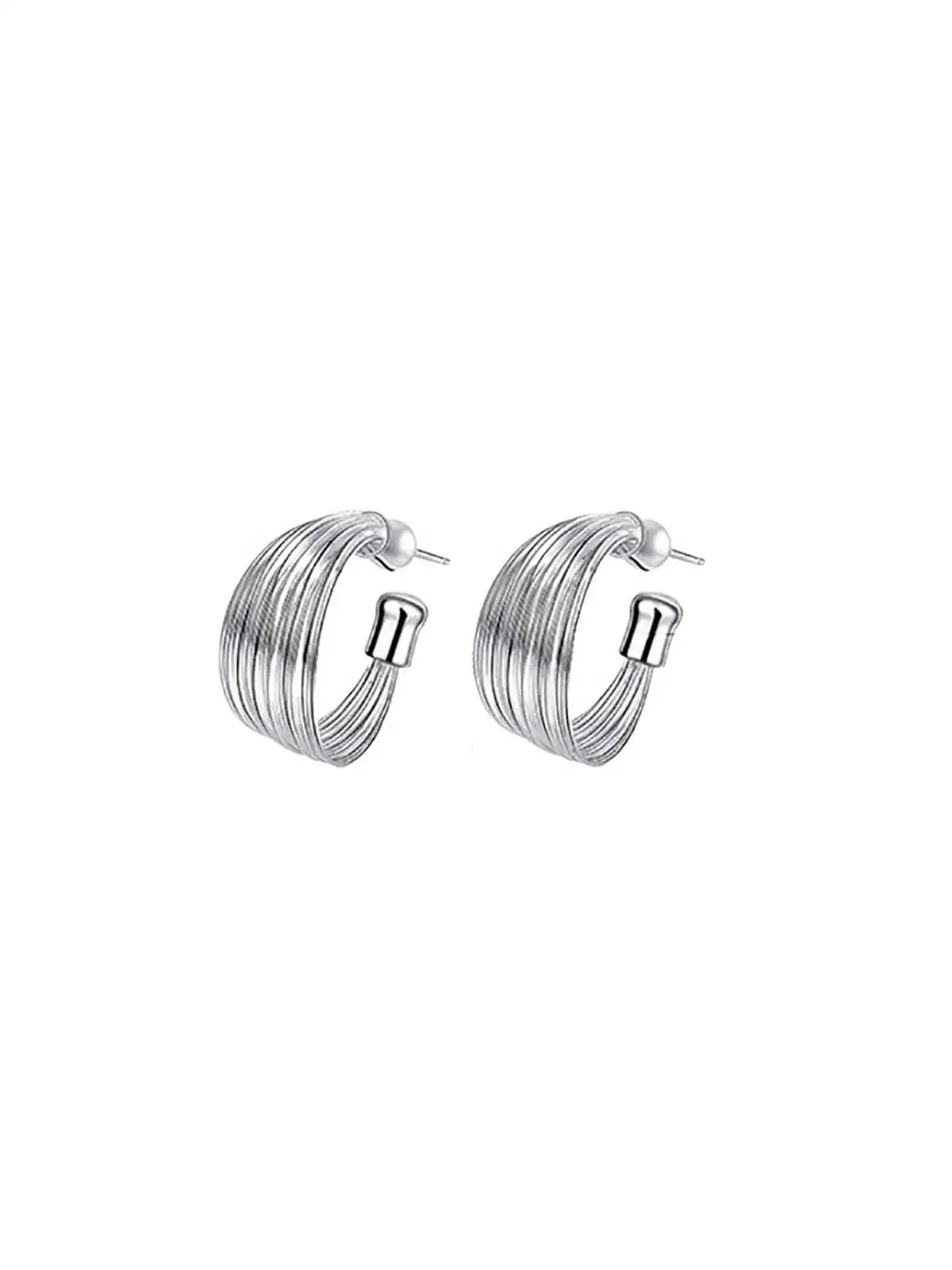 Pendientes multihilo plateado