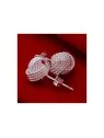 Pendientes botón anuado plateado