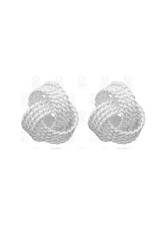 Pendientes boton plateado