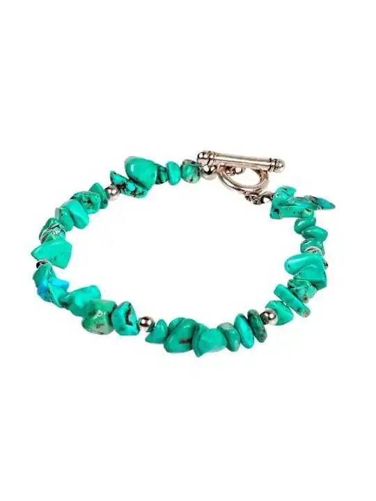 Brazalete de chips de turquesa natural verde