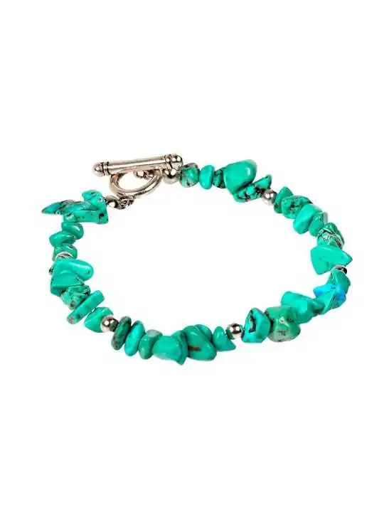 pulsera de chips de turquesa verde natural 