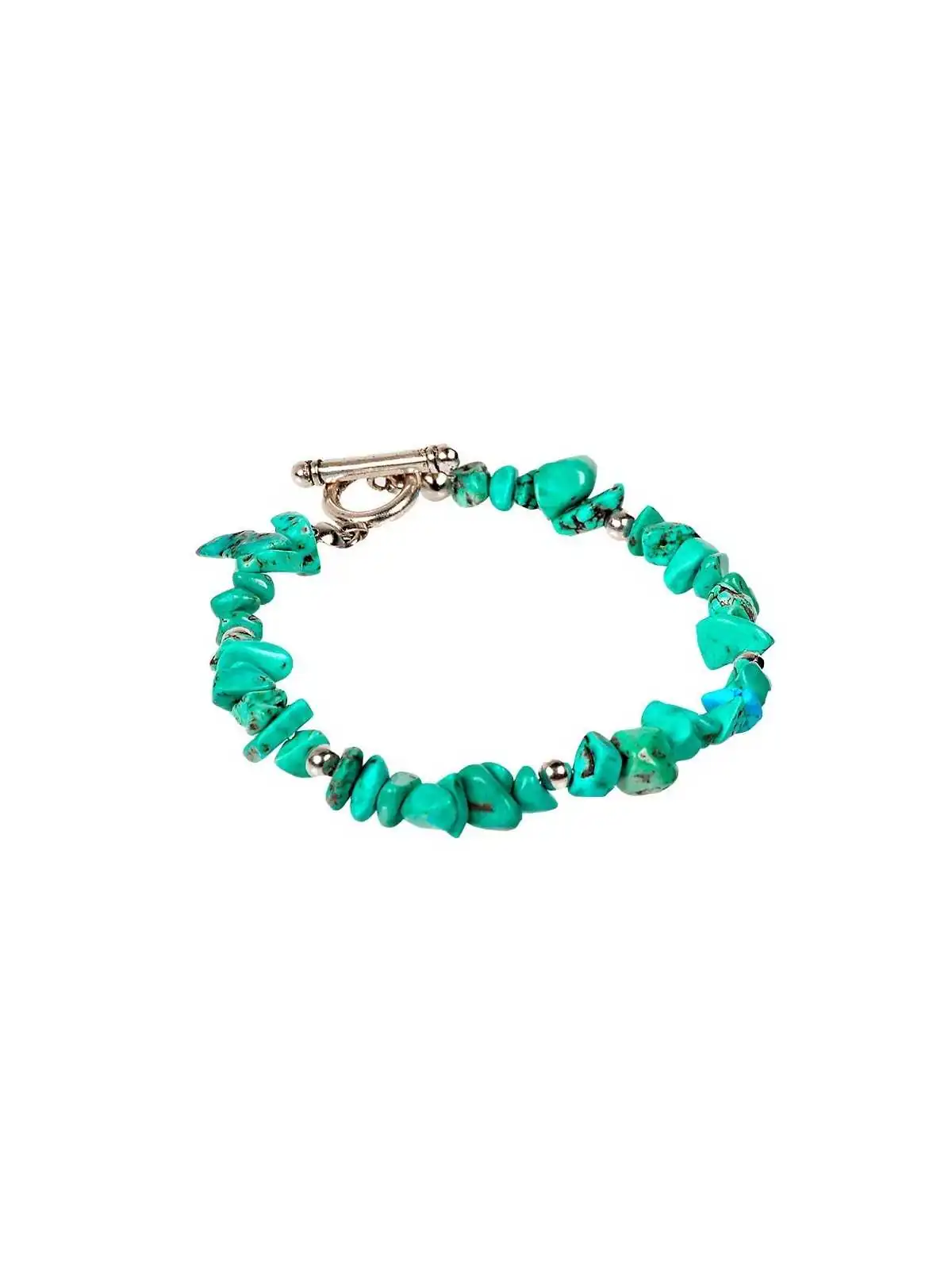 pulsera de chips de turquesa verde natural 