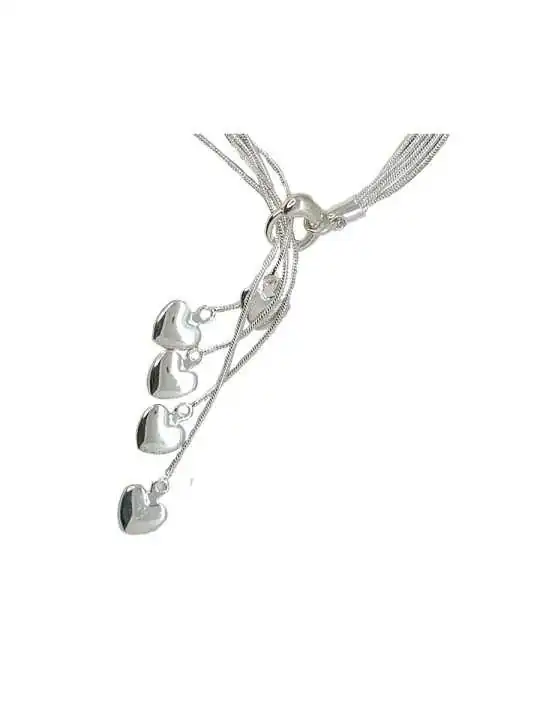 PUlsera plateada cinco corazones