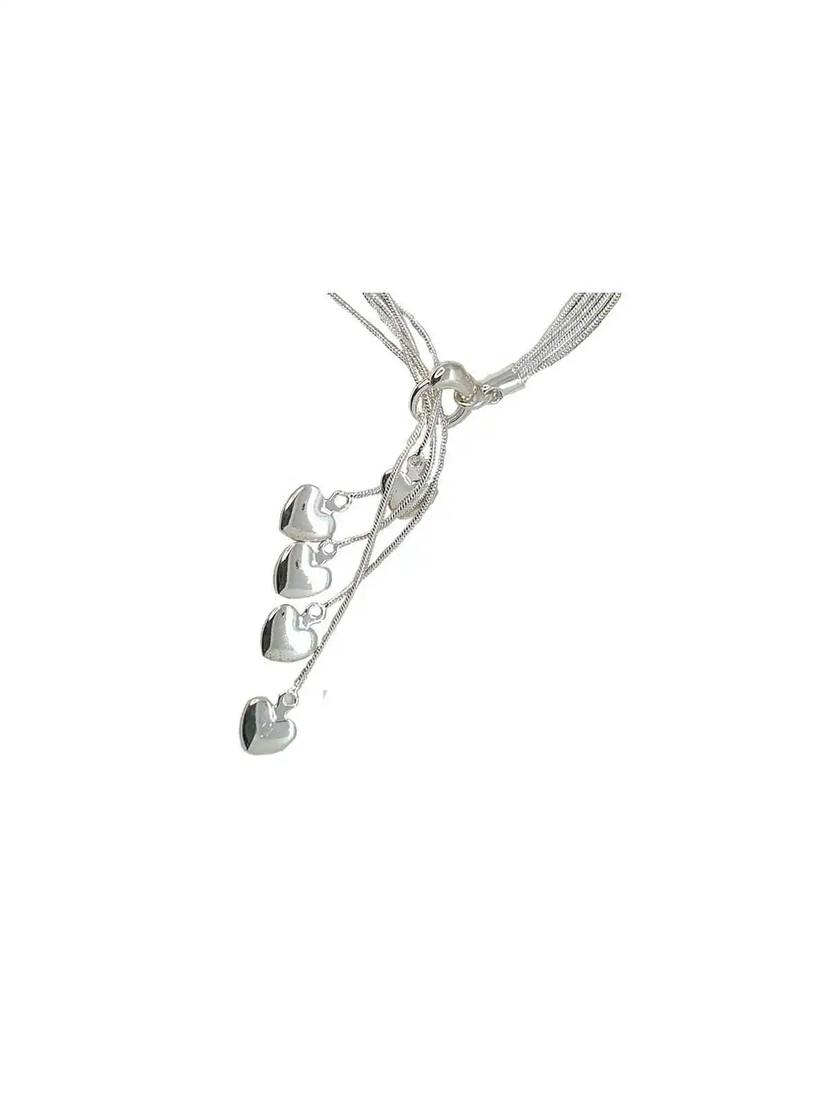 PUlsera plateada cinco corazones
