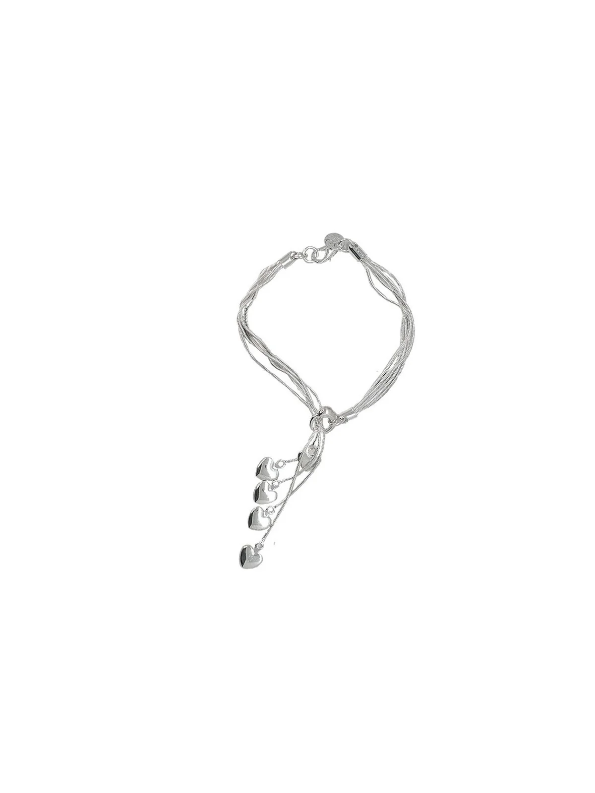 pulsera cinco corazones de plata