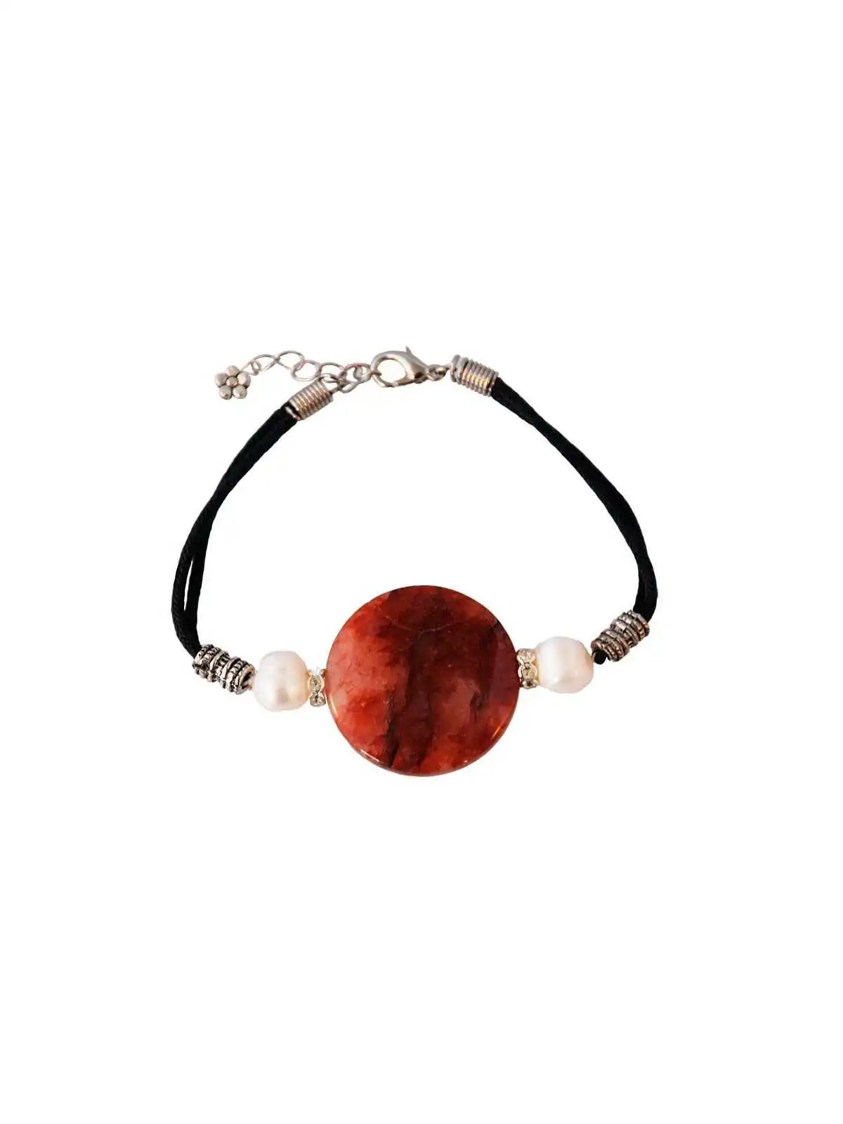 Pulsera con pieza central de agata fuego natural