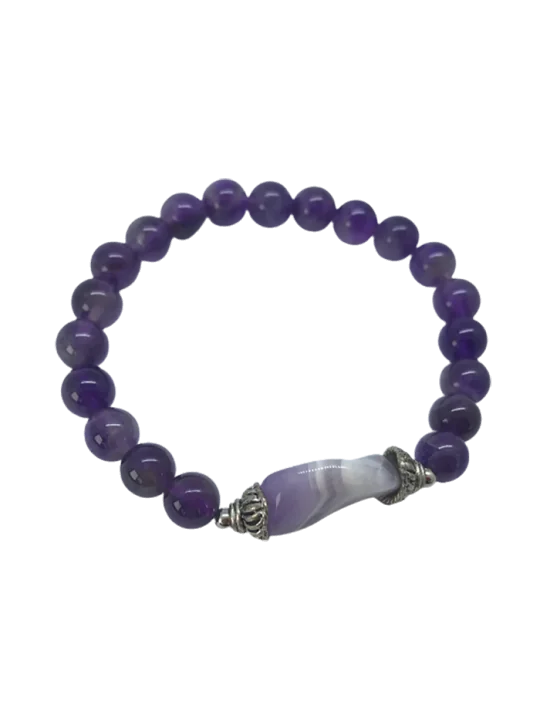 Pulsera cuentas amatistas con pieza central