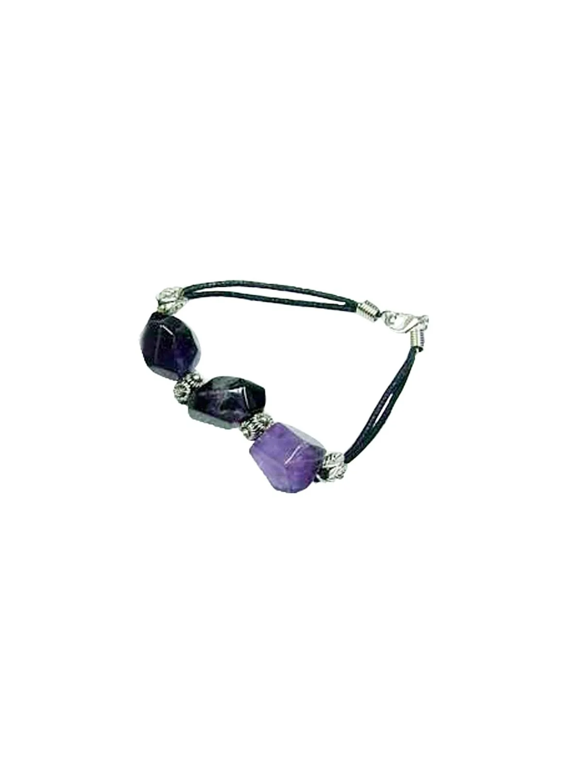 detalle de pulsera con amatistas redondas