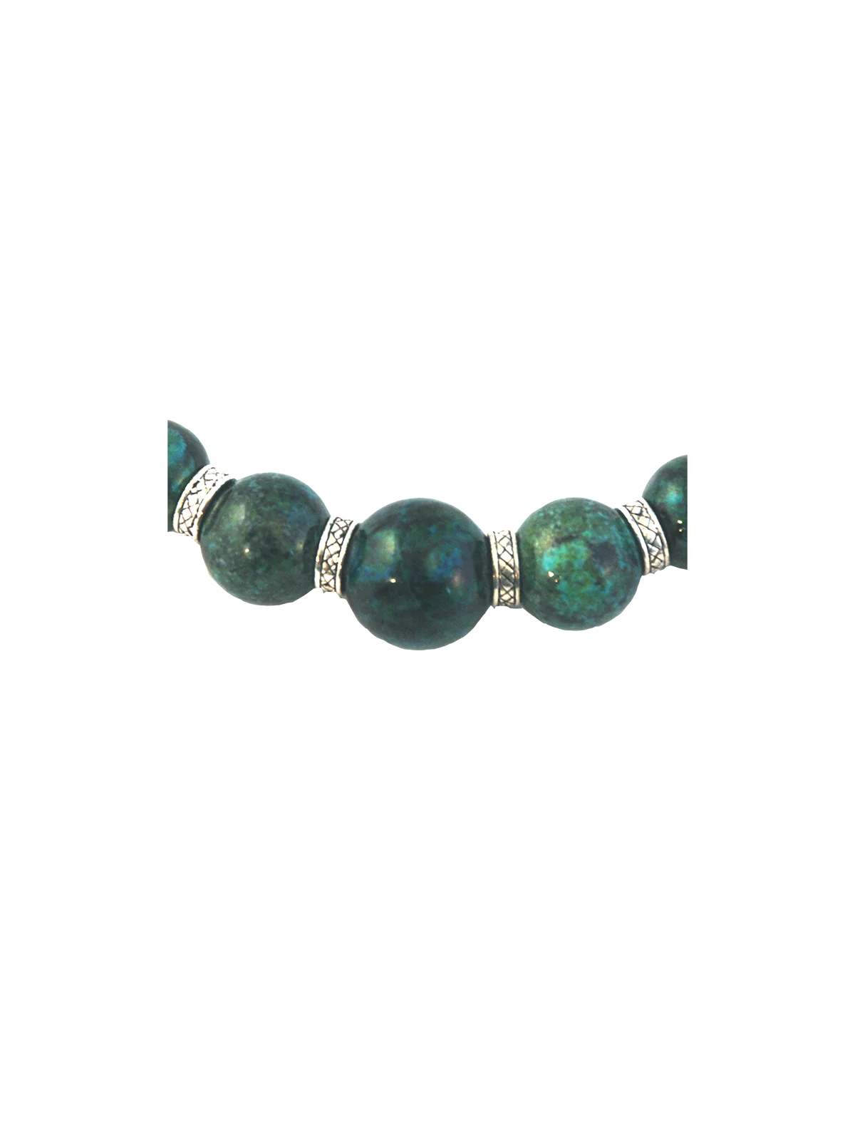 Detalle de pulsera con piedra fenix verde y negra