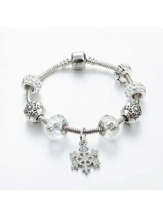 Pulsera de charms de la navidad plateada