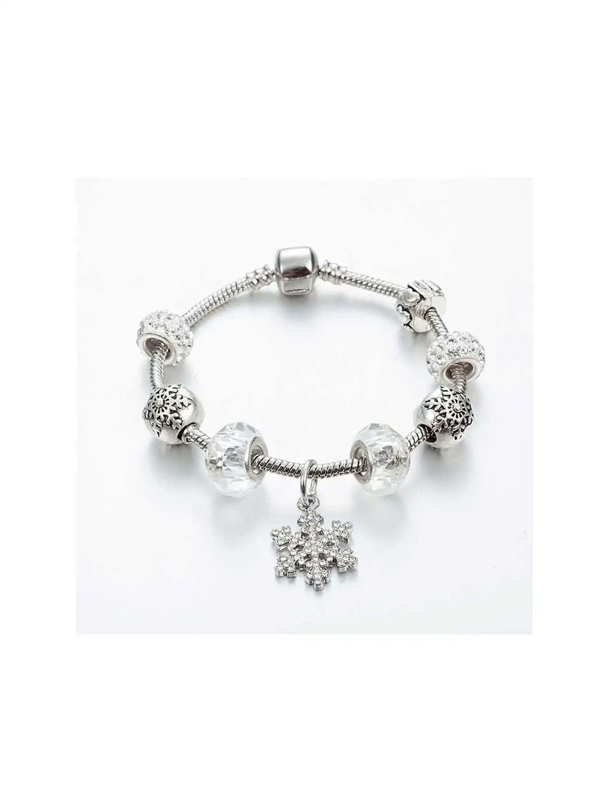 Pulsera de charms de la navidad plateada