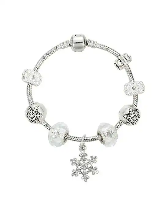 Pulsera de charms plateada de la navidad