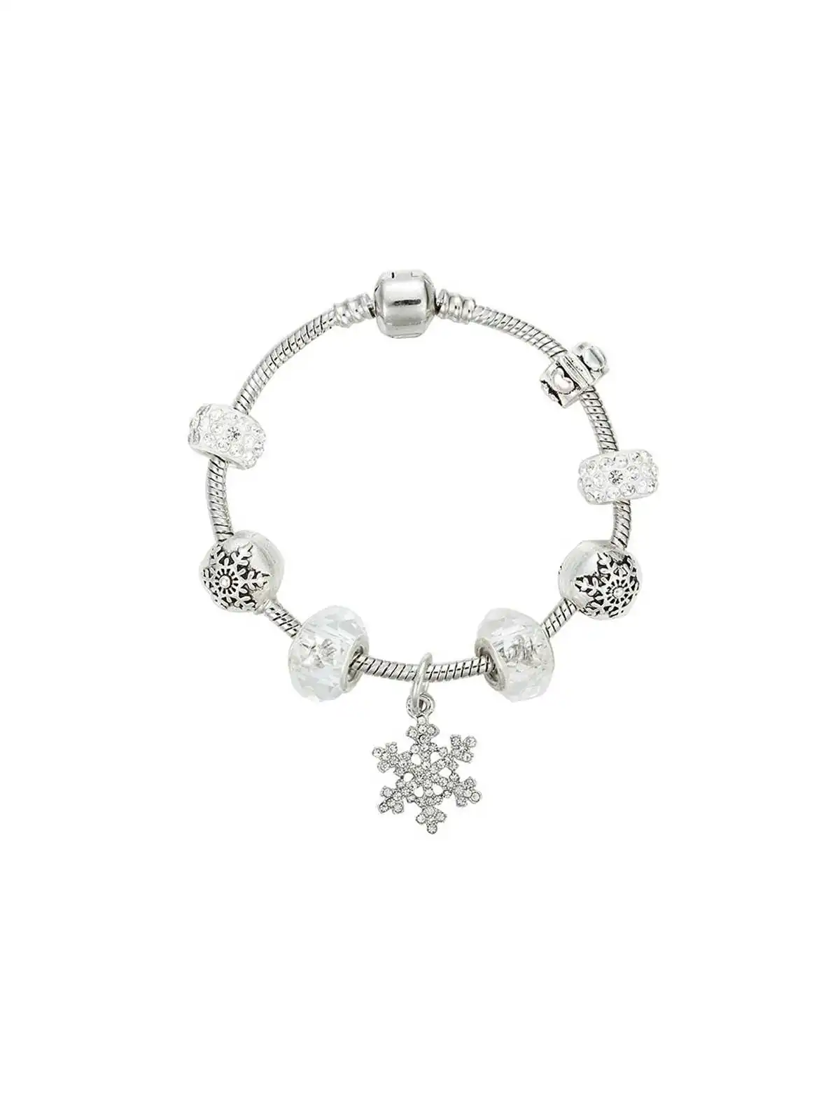 Pulsera de charms plateada de la navidad