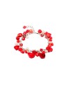 detalle de pulsera de coral rojo y perlas de rio