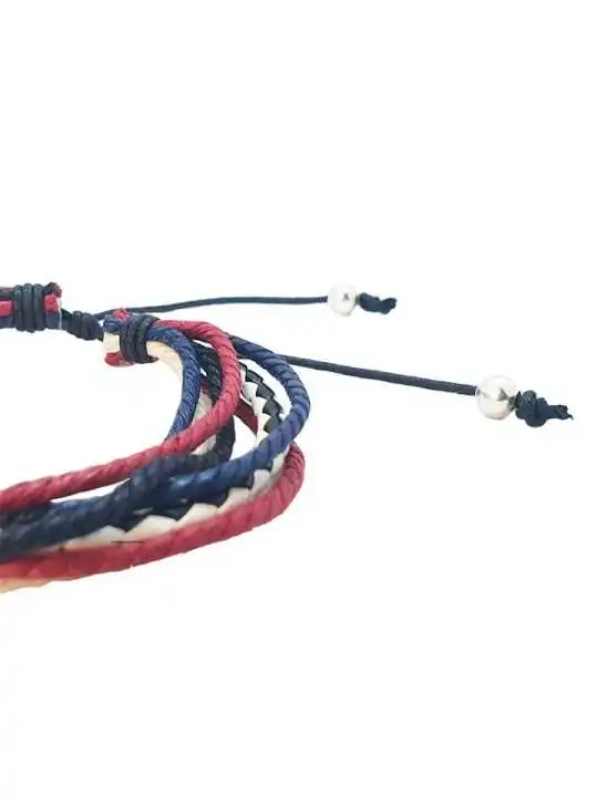 Brazalete azul multitira de cuero