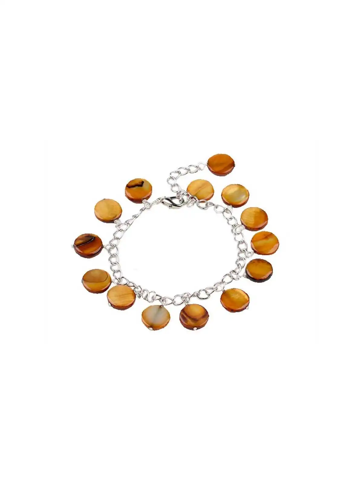 Pulsera con discos de nacar miel 