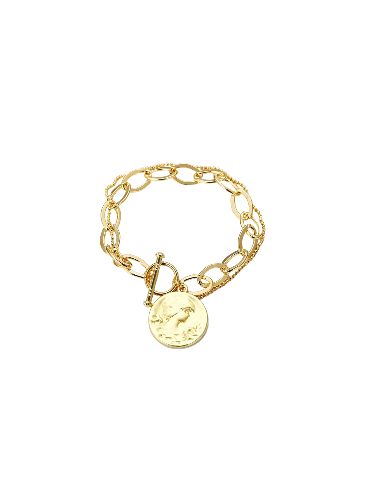 pulsera con cadena y moneda