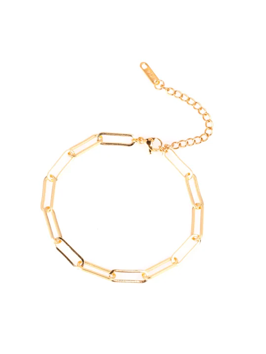 pulsera dorada con eslabones rectangulares 