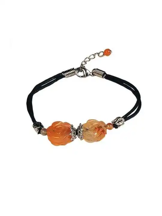 pulsera con flores de agata natural 