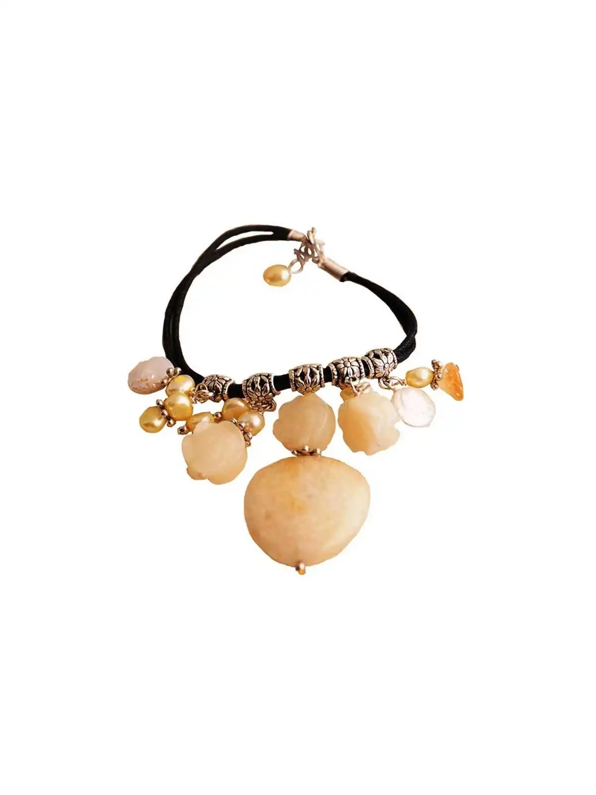 preciosa pulsera con flores de jade natural 