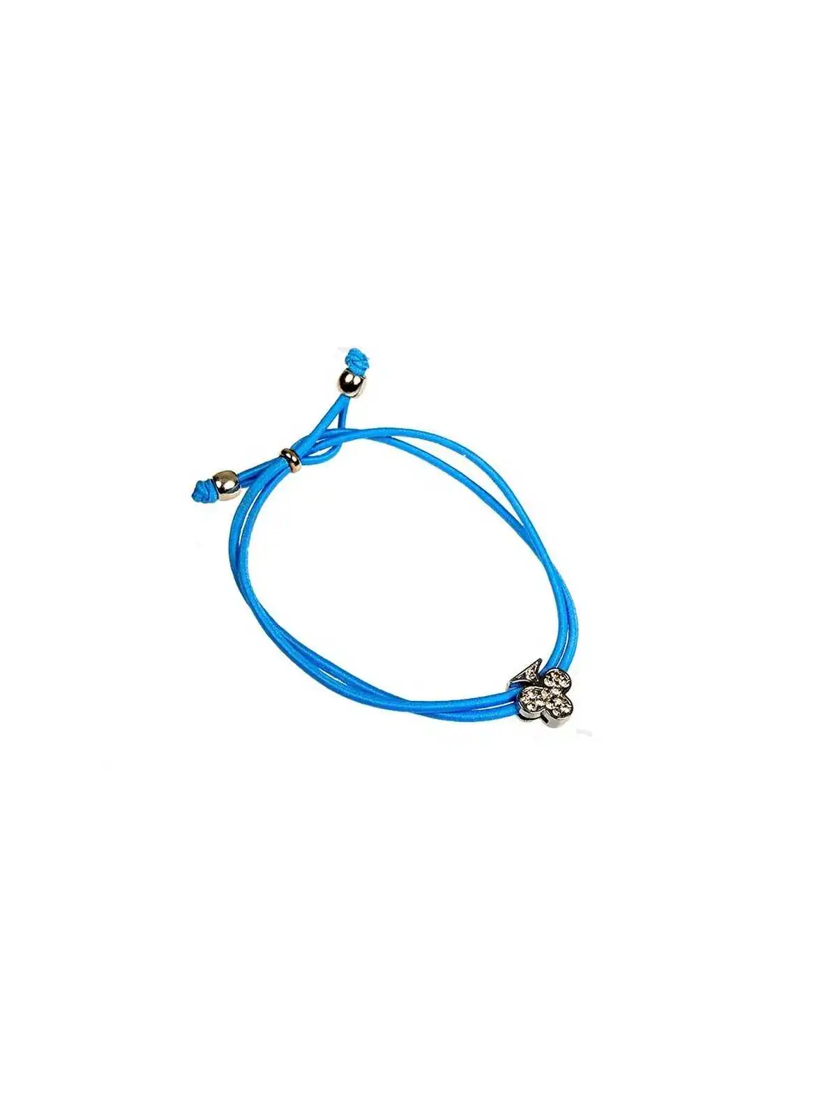 Pulsera azul de la suerte con trebol de circonitas