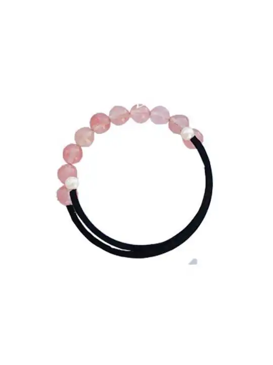 Brazalete terciopelo negro y perlas de agua dulce rosas