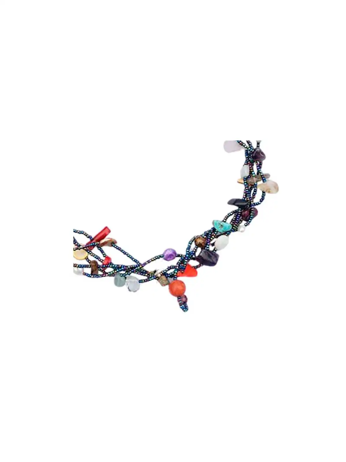 detalle de pulsera de piedras semipreciosas multicolor