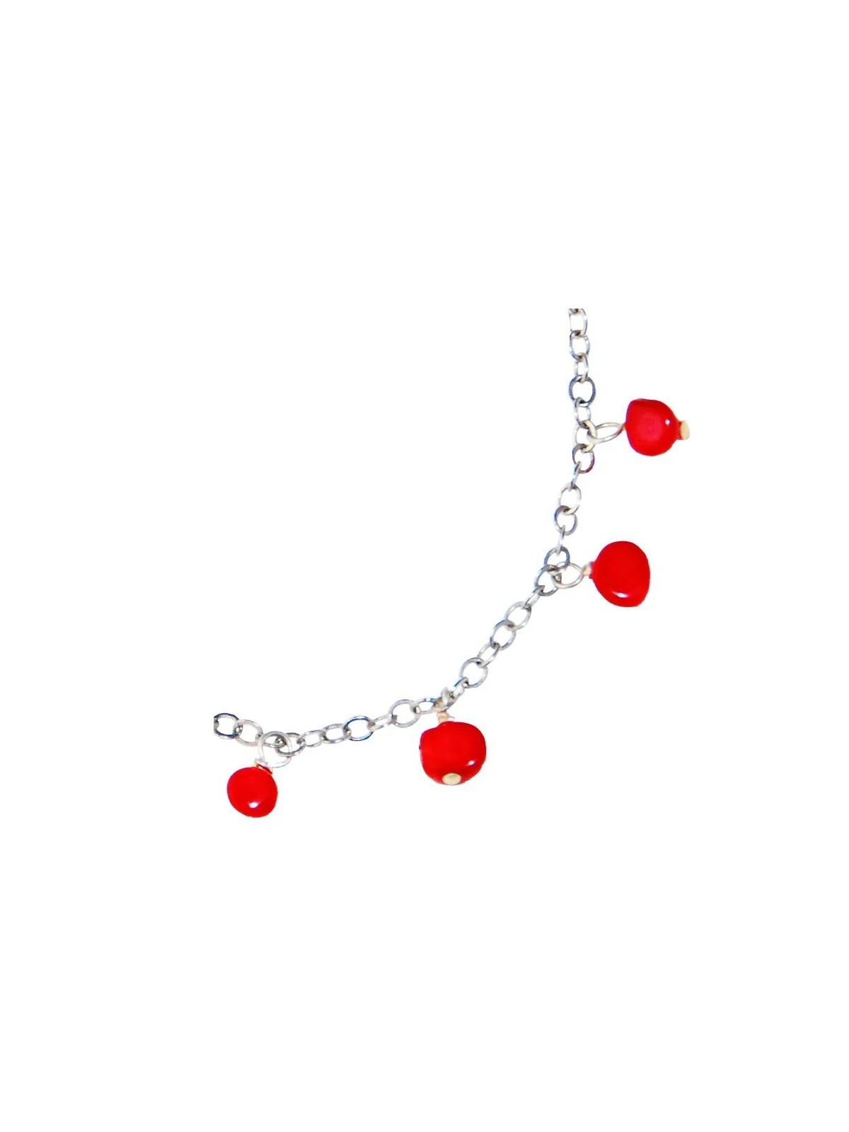 detalle de pulsera de chips de coral rojo
