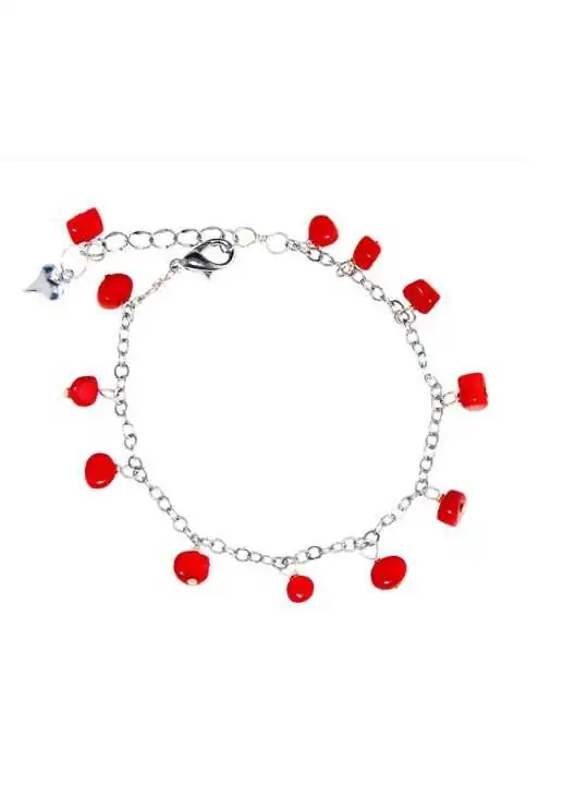 PUlsera de chips de coral rojo